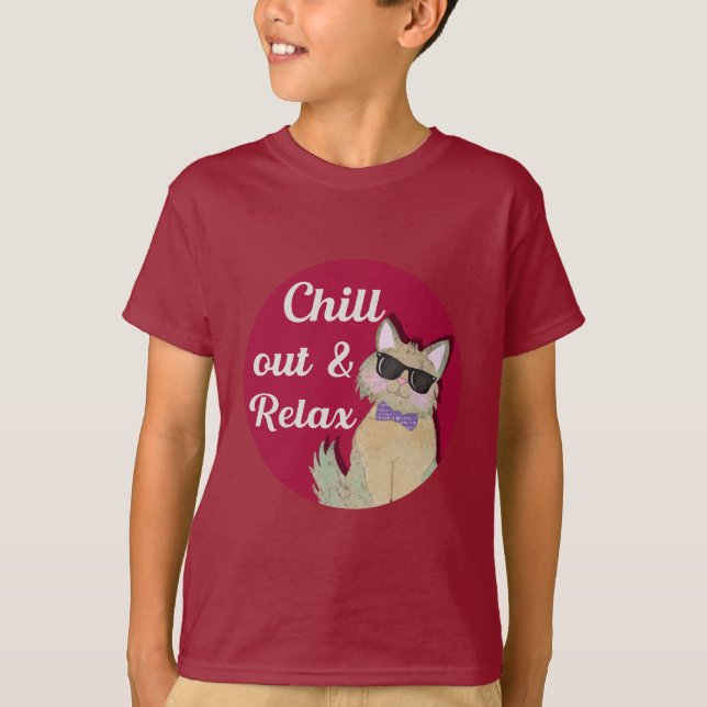 CoolCat -Chill Out & Relax - fun cat design T-Shirt (Front)