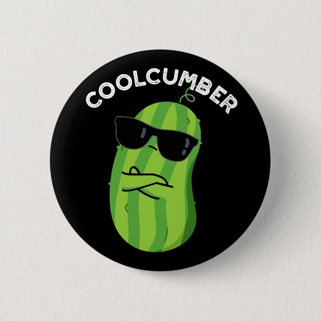 Coolcumber Funny Veggie Cucumber Pun Dark BG Button (Front)