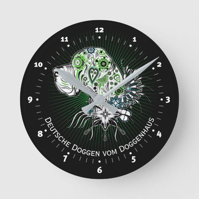 Coole Dogge mit individueller Aufschrift Round Clock (Front)