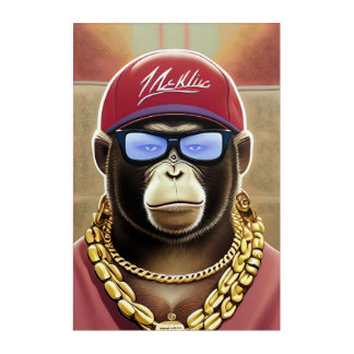 Cooler monkey with gold chain acrylic print