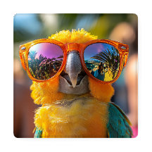 Cooler parrot on the beach