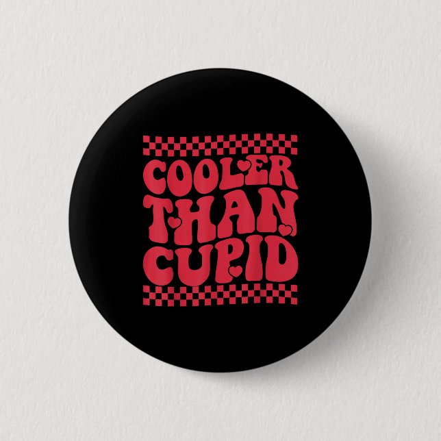 Cooler Than Cud Cute Valentine's Day Kids Boys Gir Button (Front)