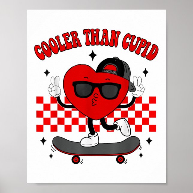 Cooler Than Cupid Kid Funny Heart Boy Valentines D Poster (Front)