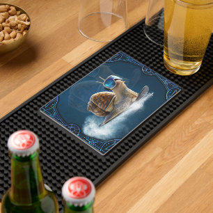 Cooler than the rest, the snowboarding snail.  bar mat 