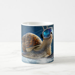 Cooler than the rest, the snowboarding snail.  coffee mug