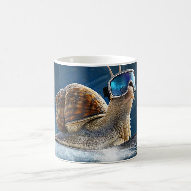 Cooler than the rest, the snowboarding snail.  coffee mug (Center)