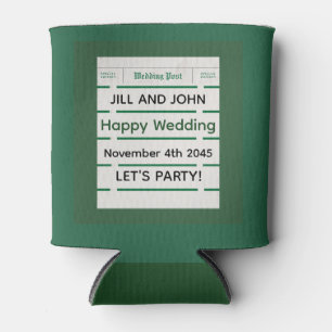 Cooler Wrap Personalized Wedding Newspaper Can