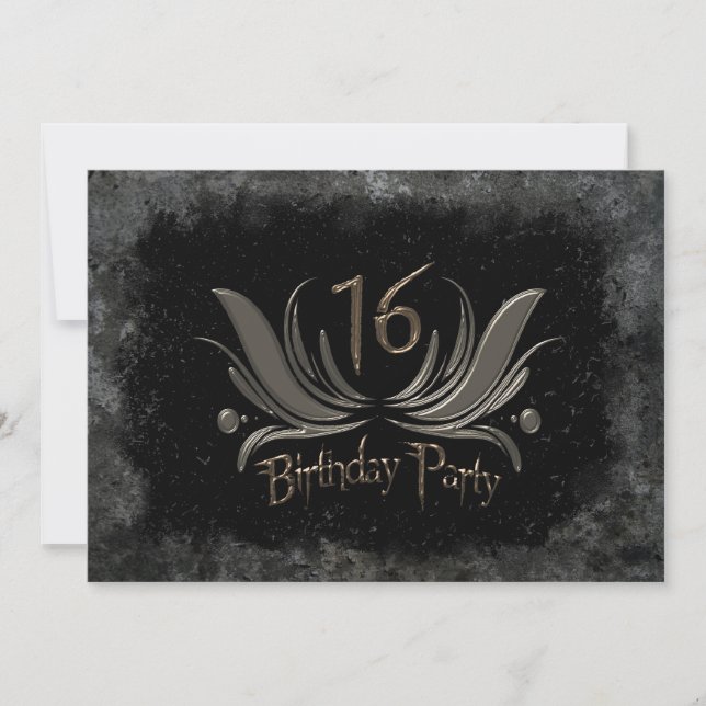 Coolest 16th Birthday Party Invitation - Grunge (Front)