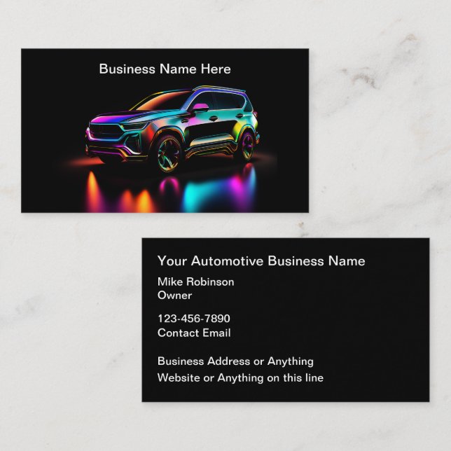 Coolest Automotive Services Business Cards Style (Front/Back)