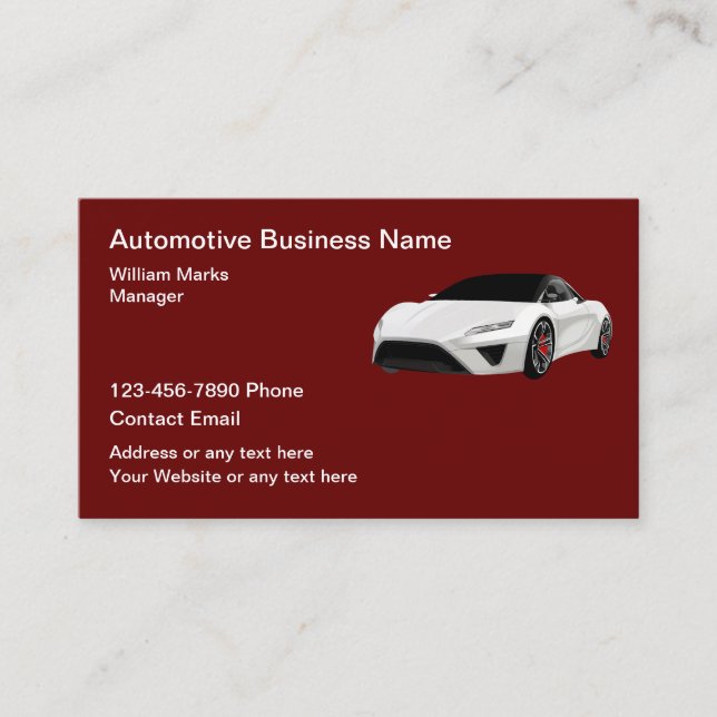 Coolest Automotive Theme Business Cards (Front)