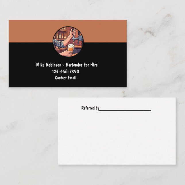 Coolest Bartender For Hire Theme Business Card (Front/Back)