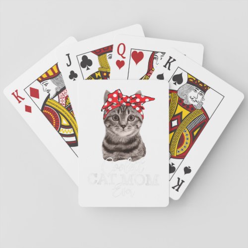 Coolest Best Cat Mom Ever Funny Cat Mom Tees for G Playing Cards