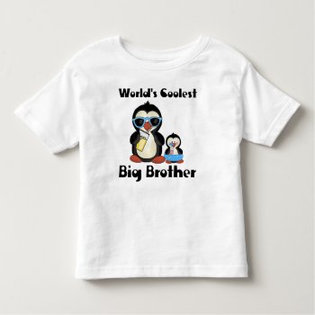 Coolest Big Brother Penguin Toddler T-shirt by mybabytee at Zazzle