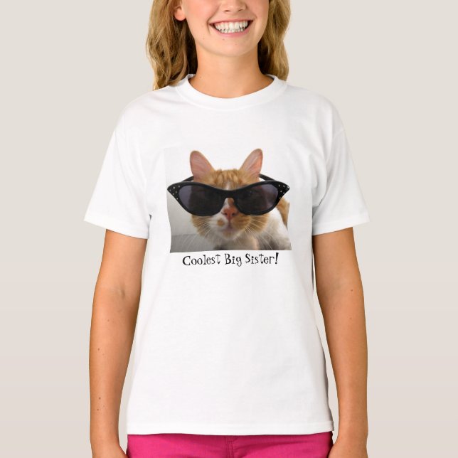 Coolest Big Sister Cool Cat Girls T-Shirt (Front)