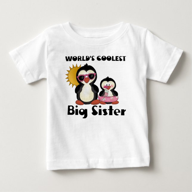Coolest Big Sister Penguin Baby T-Shirt (Front)