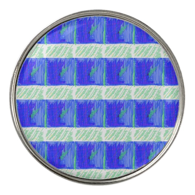 Coolest Blue Nautical Abstract Golf Ball Marker (Front)