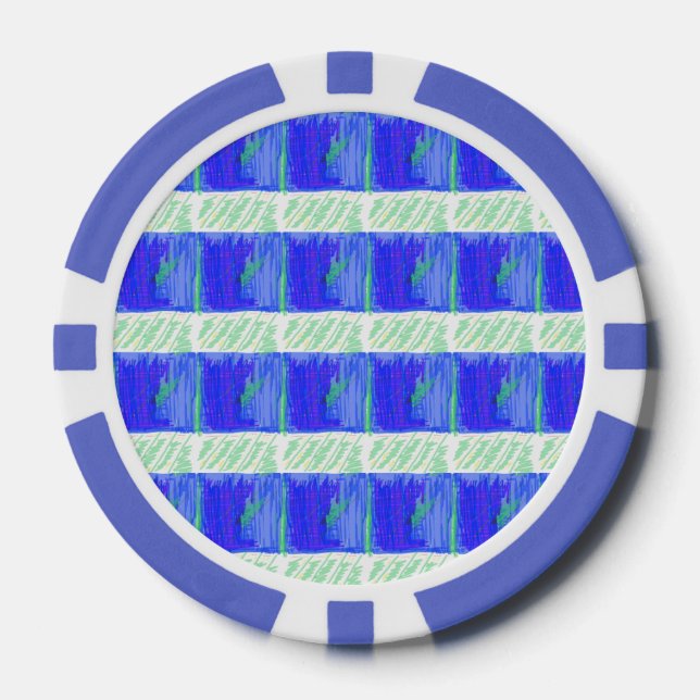 Coolest Blue Nautical Abstract  Poker Chips (Front)