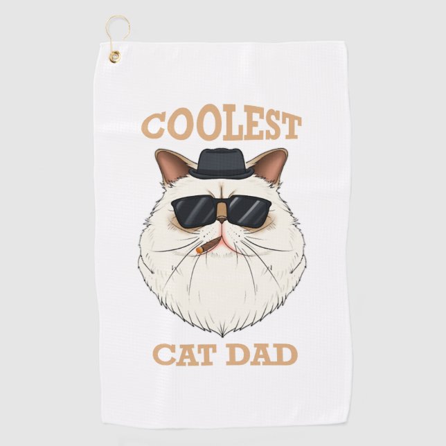 Coolest Cat Dad I Himalayan Cat Dad I Himalayan Golf Towel (Front)