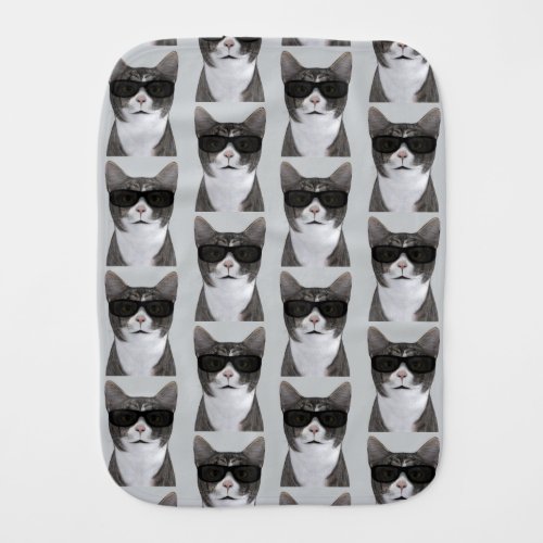 Coolest Cat In Town Baby Burp Cloth