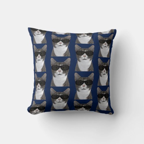Coolest Cat In Town Throw Pillow