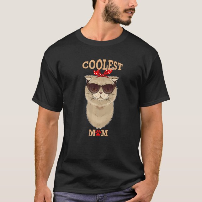 Coolest Cat Mom I Scottish Fold Cat Mom I Scottish T-Shirt (Front)