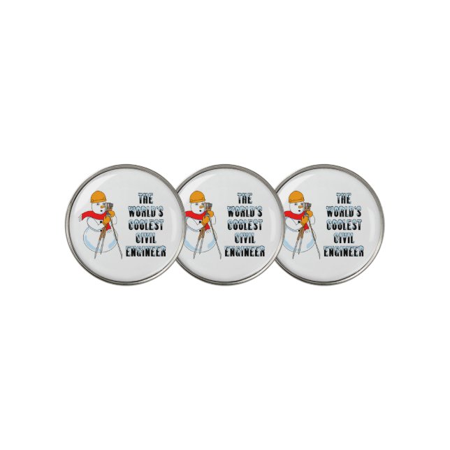 Coolest Civil Engineer Golf Balls Ball Marker (3 Up)