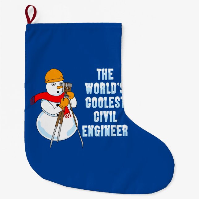 Coolest Civil Engineer Large Christmas Stocking (Front)