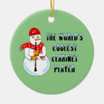 Coolest Clarinet Player Snowman Ceramic Ornament