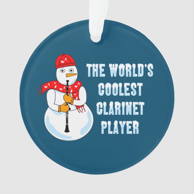 Coolest Clarinet Player Snowman Ornament (Front)