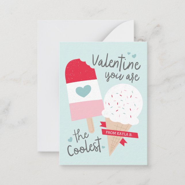 Coolest Classroom Valentine Note Card (Front)