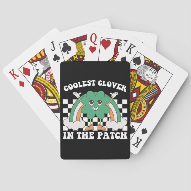 Coolest Clover In The Patch St Patrick's Day Poker Cards (Back)