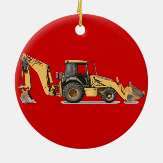 Coolest Construction Excavator Digger Ceramic Ornament (Back)