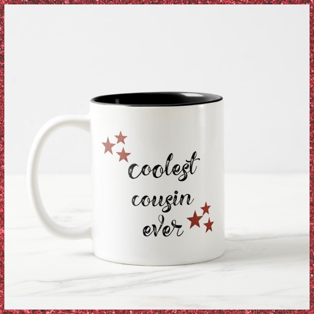 Coolest Cousin Ever Black and Red Two-Tone Coffee Mug (Creator Uploaded)