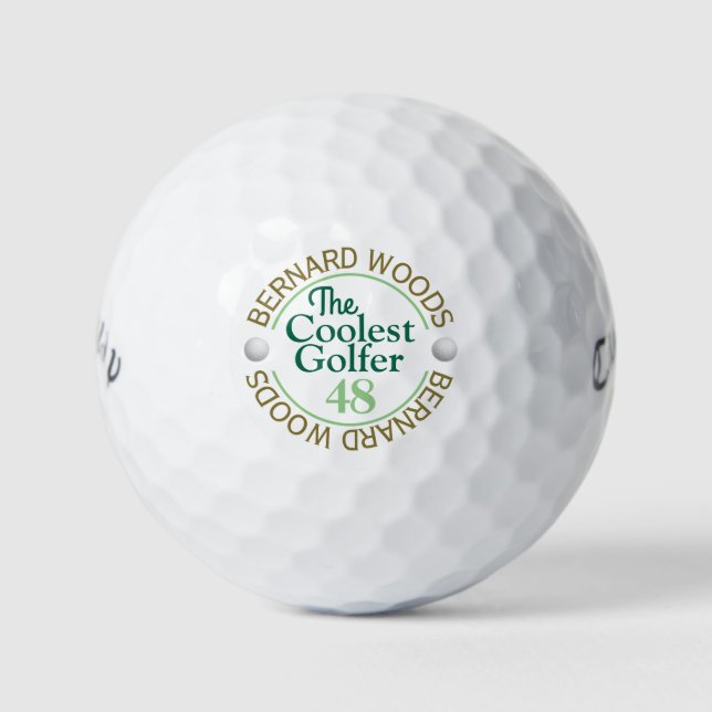 Coolest Dad By Par Golfer Gift  Golf Balls (Front)