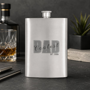 Coolest Dad Est. Custom Year - Dad Gift Flask