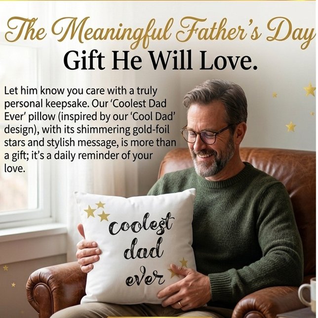 Coolest Dad Ever Black and White Keepsake Throw Pillow (Creator Uploaded)