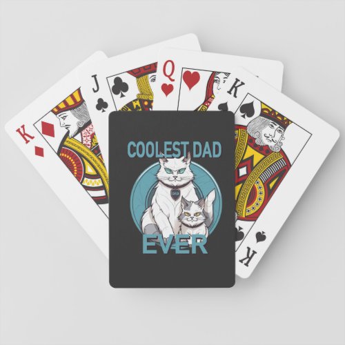 Coolest Dad Ever Cat Poker Cards