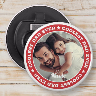 Coolest Dad Ever Modern Custom Photo Bottle Opener