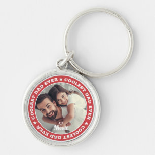 Coolest Dad Ever Modern Custom Photo Keychain