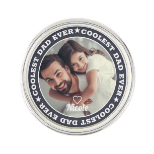 Coolest Dad Ever Modern Custom Photo Lapel Pin