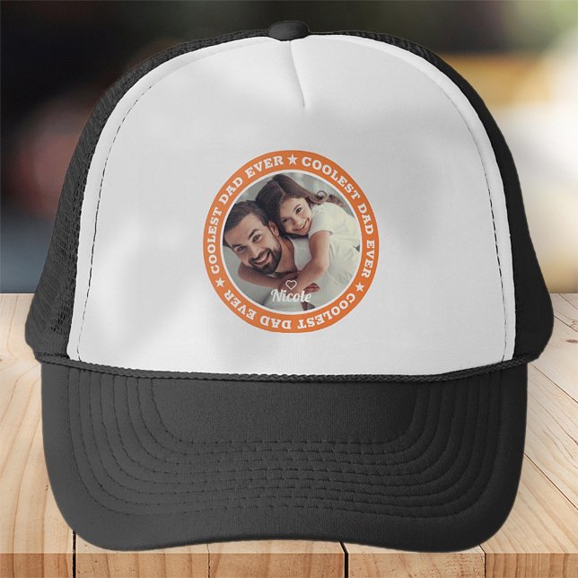Coolest Dad Ever Modern Custom Photo Trucker Hat (Creator Uploaded)