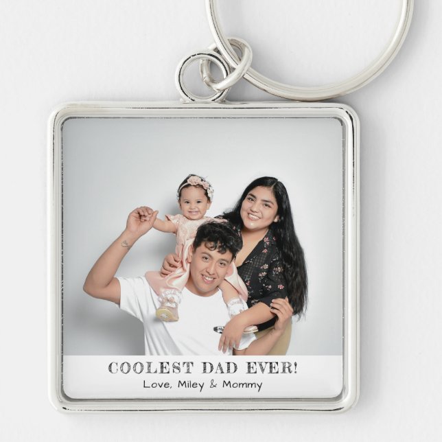 Coolest Dad Ever Photo Father's Day Memories Gift Keychain (Front)