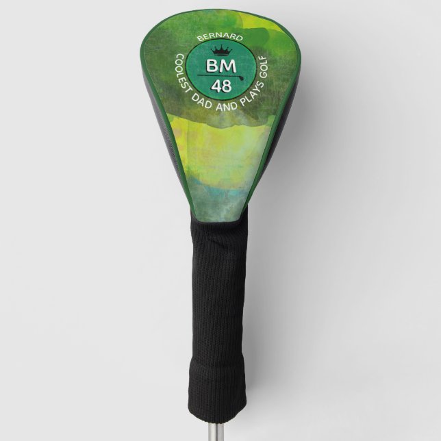 COOLEST DAD golfer's greenish custom Golf Head Cover (Front)