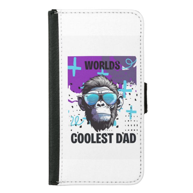 "Coolest Dad Gorilla Wallet Case – Blue & Black" (Front)