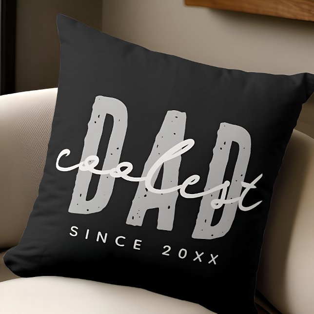 Coolest Dad Since 20XX Modern Simple Preppy Throw Pillow (Creator Uploaded)