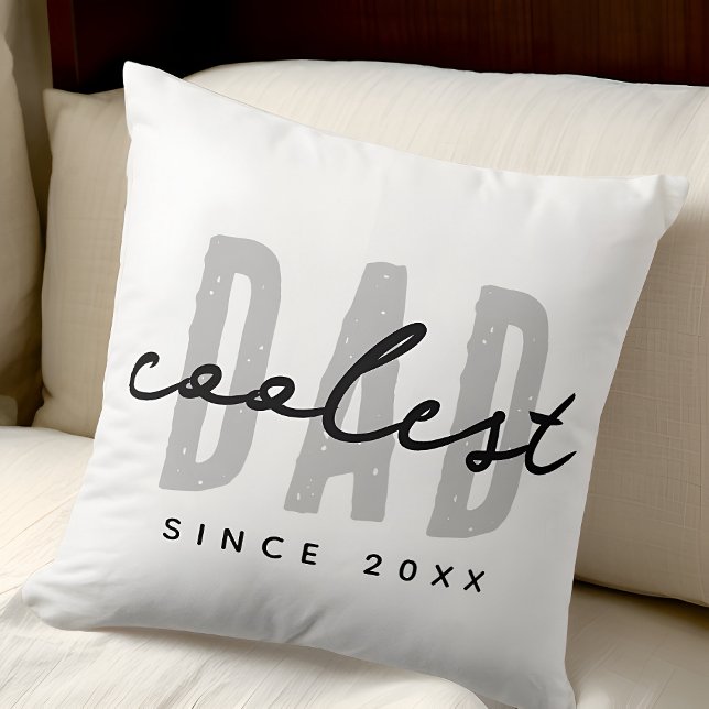 Coolest Dad Since 20XX Modern Simple Preppy Throw Pillow (Creator Uploaded)