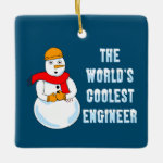 Coolest Engineer Snowman Ceramic Ornament