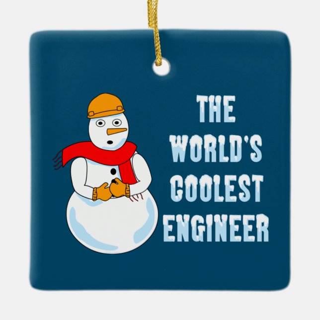 Coolest Engineer Snowman Ceramic Ornament (Front)