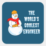 Coolest Engineer Snowman Square Sticker