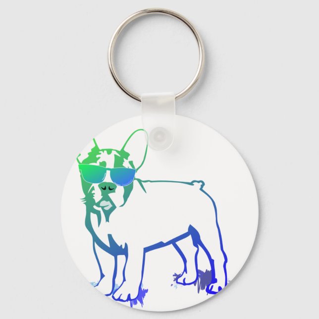 Coolest French Bulldog Boy Keychain (Front)
